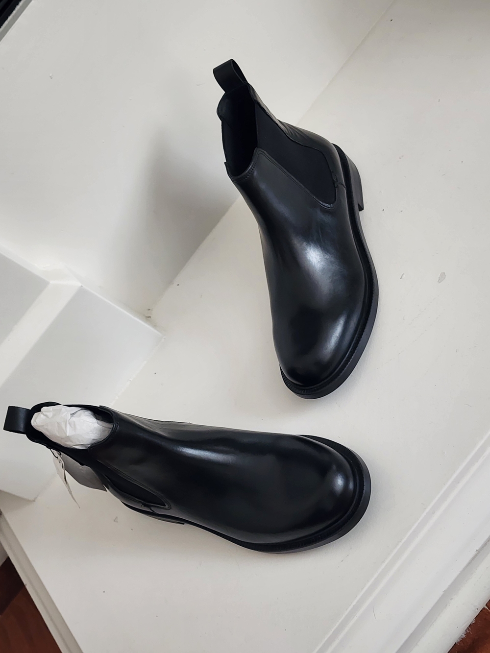 Zara Black Chelsea Leather Boots